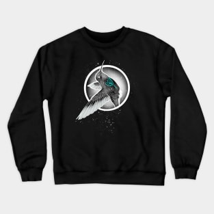 Flying humming bird with blue heart Crewneck Sweatshirt